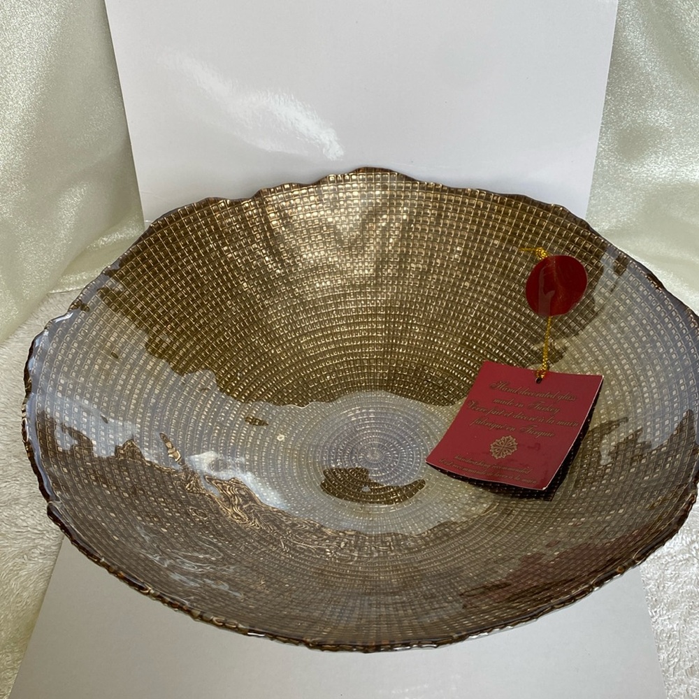 Hand crafted decorated glass bowl